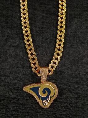 LA Los Angeles Rams Necklace Pendant Chain Link NFL Football Hip Hop Jewelry